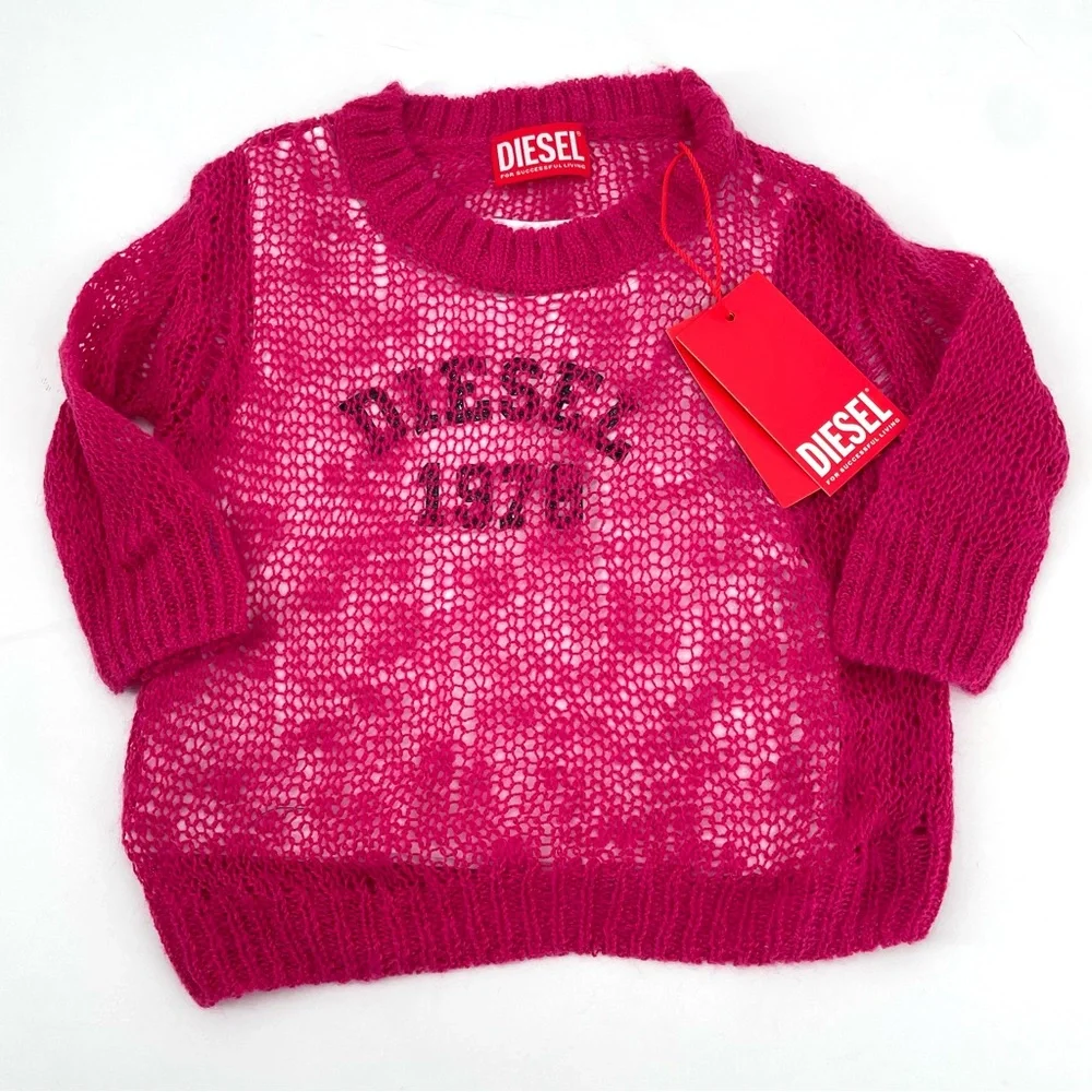 DIESEL KIDS NWT PERFORATED KNIT KORANGE CREW-NECK SWEATER